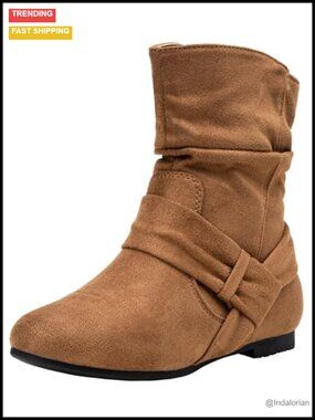 Slouch Ankle Boots Flat Low Heel Side Zip Booties